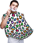 Waterproof Beard Trimming Bib, Non-Stick Hair Catcher for Men Shaving, Grooming Apron for Husband Dad, Colorful Cheetah Leopard Print Shave Bib