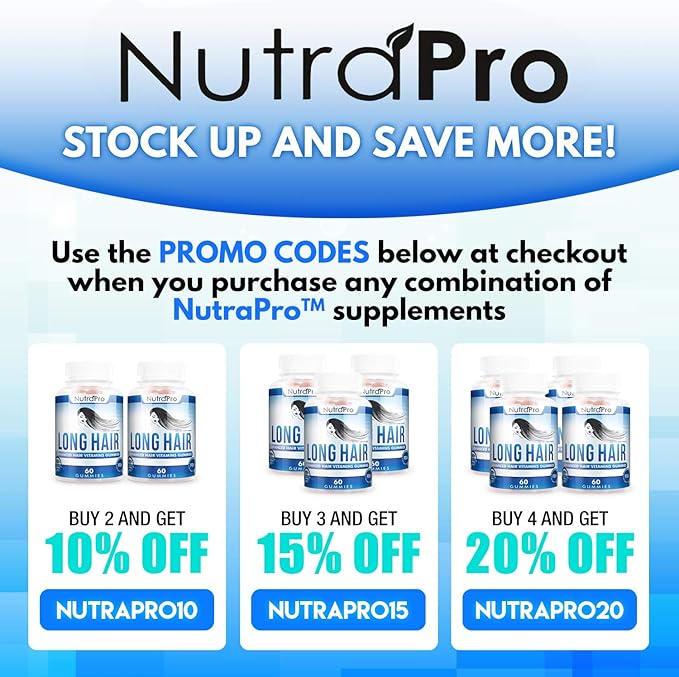 NutraPro Long Hair Gummies – Anti-Hair Loss Supplement for Faster Hair Growth of Weak, Thinning Hair – Grow Long Thick Hair & Increase Hair Volume with Biotin and 10 Hair Vitamins.for Men and Women.