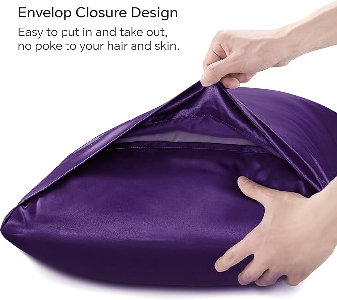 BEDELITE Satin Body Pillow Cover, Super Soft and Cooling Body Pillow Pillowcase for Hair and Skin, Breathable Silky Full Long Pillowcase Cover(20"x54", Plum Purple)