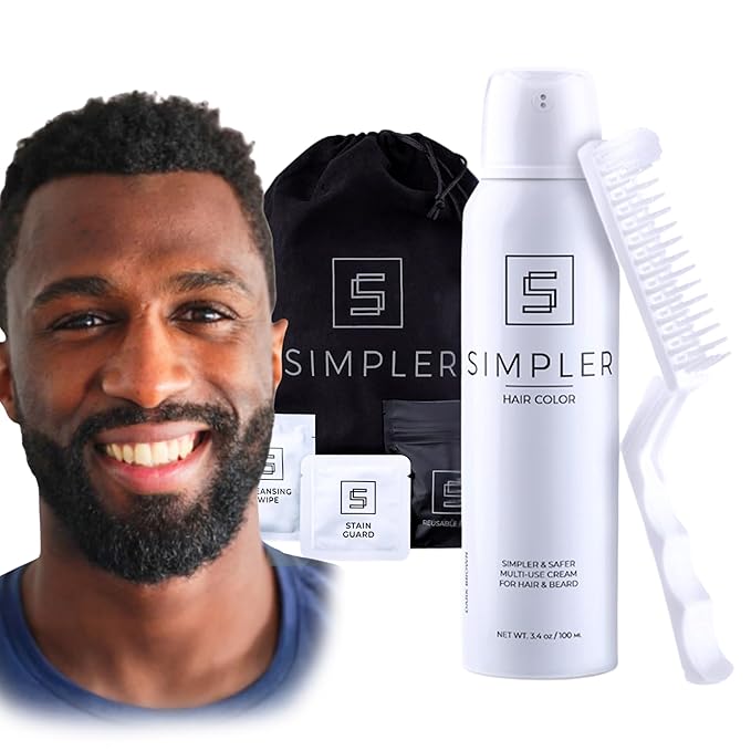 Simpler Men's Hair Color Kit - Full Gray Coverage - Natural Black & Beard Dye - Easy Application for 100% Gray Hair - Natural Black