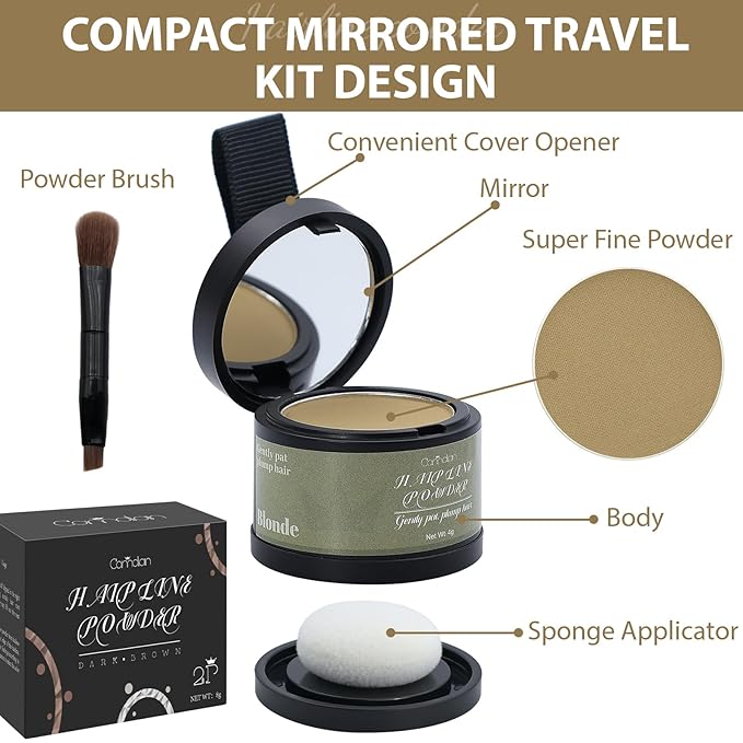 2 Pack Hairline Powder for Women and Men, Used to Root Touch Up Hair Color, Thinning and Gray Hair Coverage and Bald Spots Coverage, Blonde