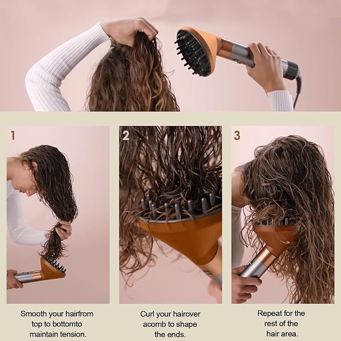 Large Diffuser Attachment Compatible with Dyson Airwrap, Upgraded Diffuser Nozzle to Dryer Faster and Define Curls Hair,Hair Dryer Diffuser Attachment Alternative,for Dyson Airwrap Attachments,Gold