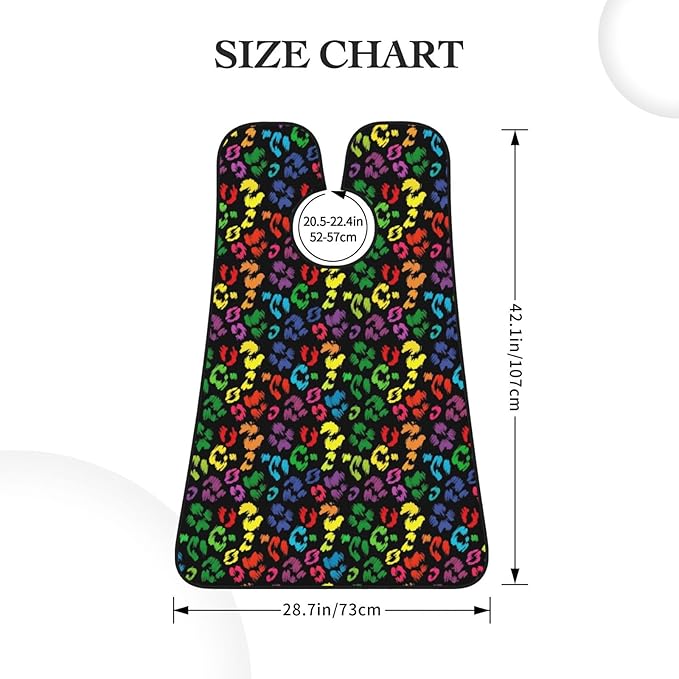 Waterproof Beard Trimming Bib, Non-Stick Hair Catcher for Men Shaving, Grooming Apron for Husband Dad, Black Rainbow Cheetah Leopard Print Shave Bib