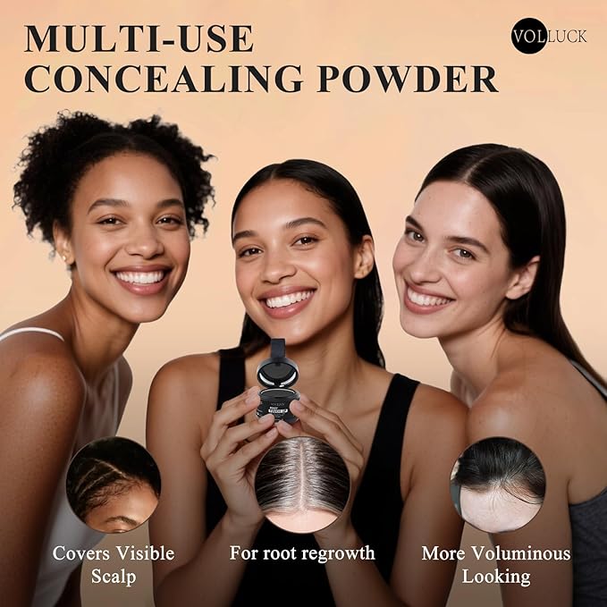 VOLLUCK Hairline Powder Instantly, Root Touch up Powder Hair Color Upgraded, Grey Root Cover up Conceals Hair Loss, Hairline Shadow for Women & Men for Thinning Hair Natural, Sweatproof (Brown)