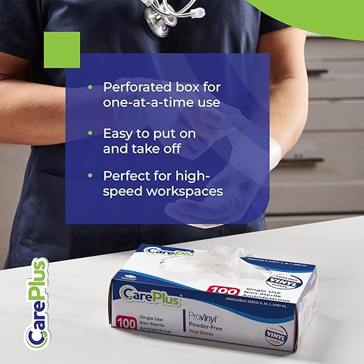 Pro Vinyl Clear Gloves - Extra Large Size, 100 Count | Latex-Free, Powder-Free, Heavy Duty, Non-Sterile, | Food Prep, Kitchen & Cleaning Gloves, Hair Coloring | Ideal for Professional Use