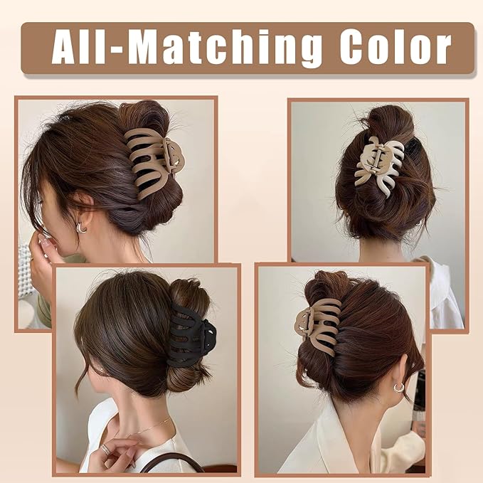 4 Pcs Octopus Claw Clips Octopus Hair Claw Clips for Women 3.8" Large Hair Claw Clip for Women Strong Grip Non-slip Jaw Clip for Thick,natural color