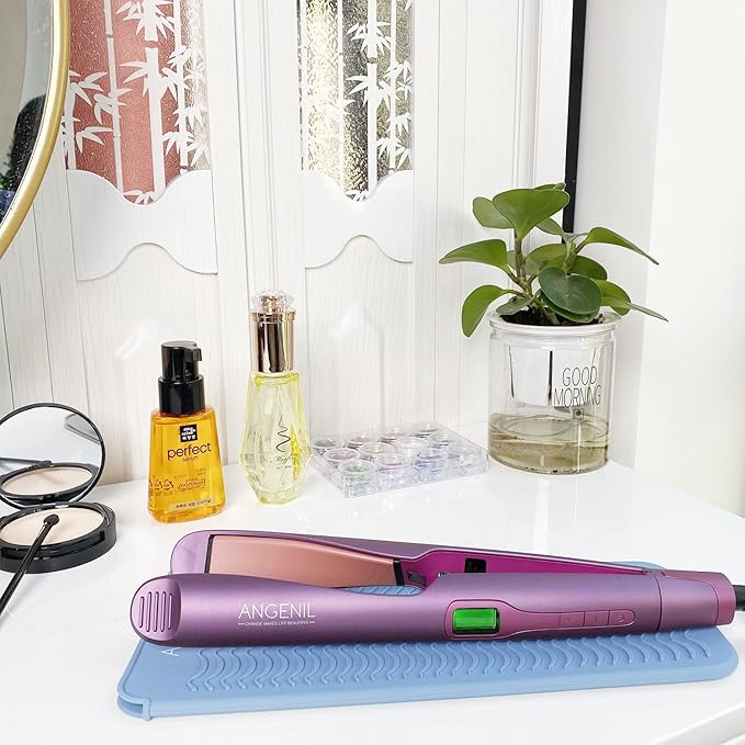 ANGENIL Heat Resistant Silicone Mat Pad Pouch For Travel Curling Iron Wand, Tourmaline Titanium Ceramic Portable Flat Iron, Hair Straightener, Automatic Wireless Curlers, Crimper Hair Iron, Hair Tools