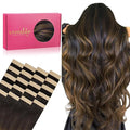WENNALIFE Tape in Hair Extensions Human Hair, 20pcs 14 inch 50g Balayage Dark Brown Mixed Chestnut Brown Remy Tape Hair Extensions Real Human Hair Tape Extensions Coloured Hair Extensions