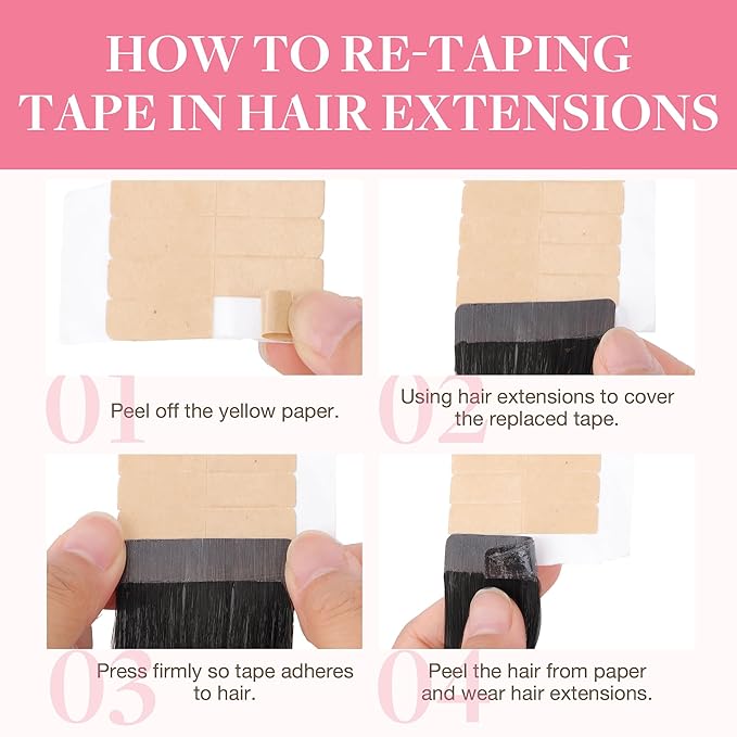 GOO GOO Tape in Hair Extensions Human Hair, 1 Jet Black, 10inch 20pcs 30g, Silky Straight, Thick Ends, Natural-Looking, Double-Sided Tape in