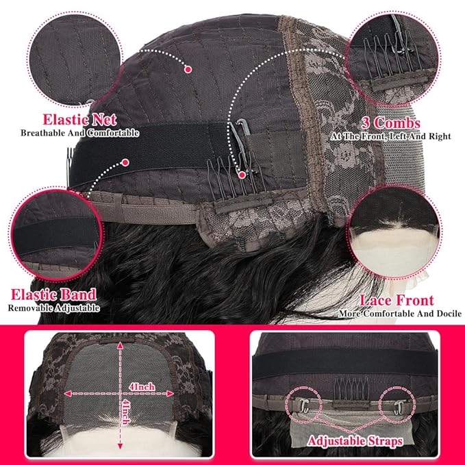 SOSATISFY Deep Wave Lace Front Wigs Human Hair 4x4 HD Transparent Lace Closure Wigs Glueless 180% Density Wigs for Black Women Pre Plucked with Baby Hair (26 inch)