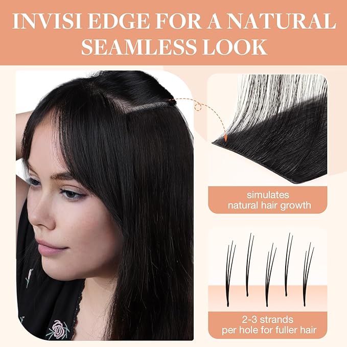GOO GOO Invisi Edge Tape in Hair Extensions Human Hair, 1B Natural black 10pcs injected with 10pcs classical tape ins, 12inch 40g, Virgin Remy Hair, Natural Look