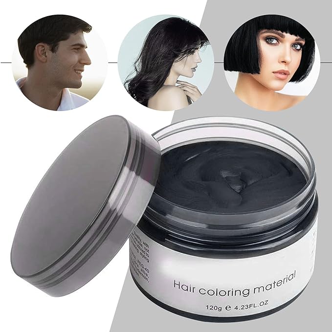 Black Hair Spray,Temporary Hair Color Dye,Hair Color Spray Wax, Natural Hair Coloring Wax Material Disposable Hair Styling Clays Ash for Cosplay,Party,Masquerade, Halloween.etc (Black, 1 Pack)