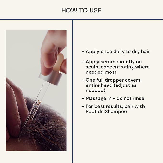 Blueprint Bryan Johnson Hair Peptide Serum – 8 Peptide Scalp Treatment with Caffeine & Curcumin – Fragrance Free Scalp Serum for Thicker, Fuller Hair – Lightweight Leave-In Formula (50 mL)
