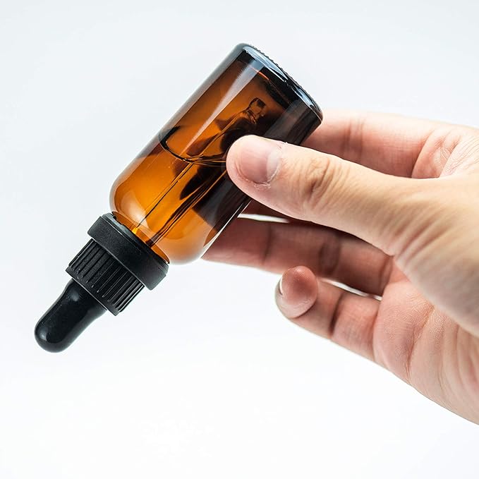 YIZHAO Amber Glass Dropper Bottle 2oz, Tincture Bottles with Glass Dropper, for Essential Oils, Aromatherapy, Cosmetic, Laboratory, Pharmacy, Liquids, Travel –6 Pcs