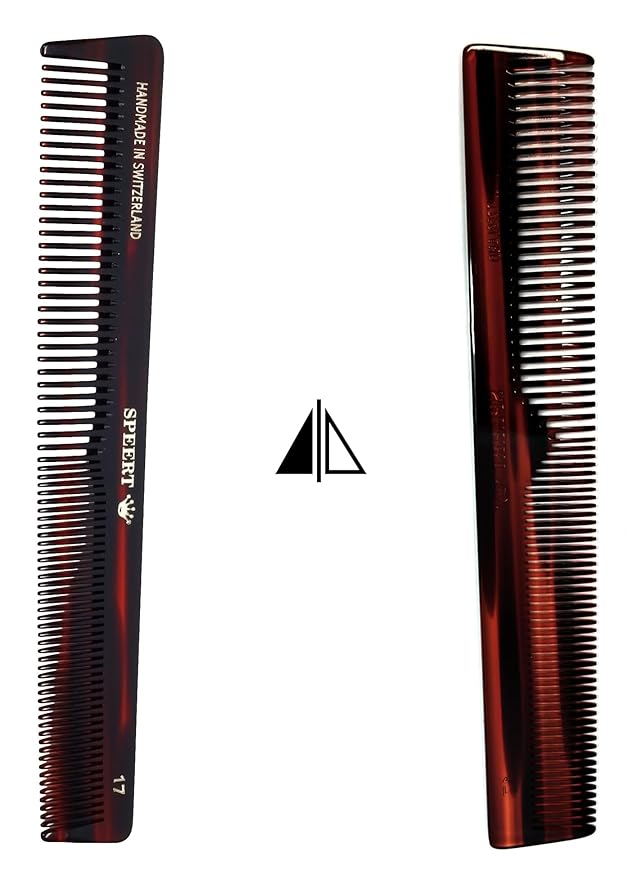 #17 Handmade Wide Narrow Tooth Mustache Beard Comb Small Tortoise Havana Acetate Thick Coarse Curly Fine Short Pocket Sized Facial Hair Grooming Tangle Free Beard Straightener Growth Care Comb