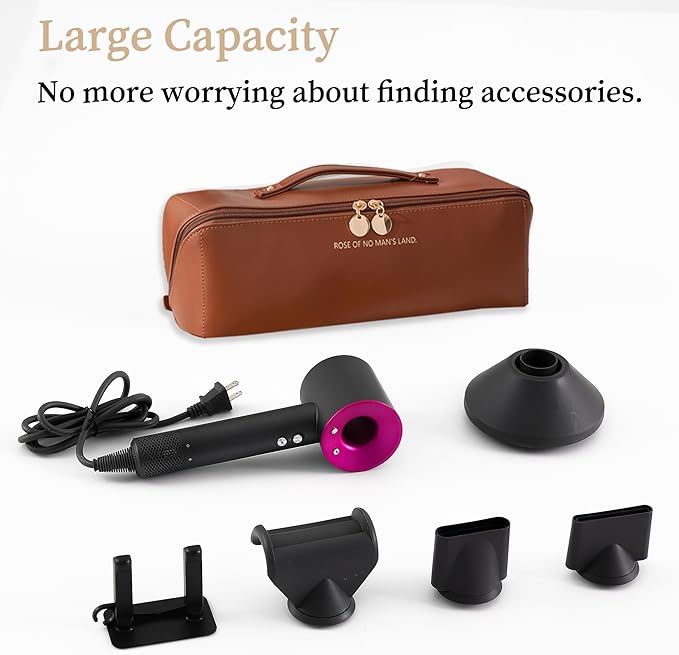 Travel Case Compatible with Dyson Airwrap Styler, Portable Supersonic Hair Dryer Travel Storage Bag, Waterproof Carrying Case Organizer for Shark Flexstyle and Attachments (Brown)