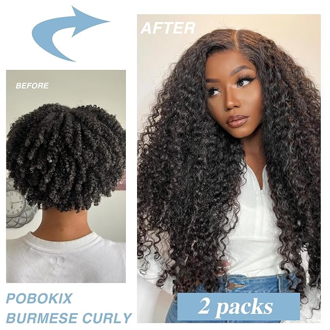 Burmese Curly Clip in Hair Extensions Real Human Hair, 8Pcs Remy Human Hair Clip in Extensions for Women, Natural Soft Human Hair, 120g 18inch #1B Natural Black