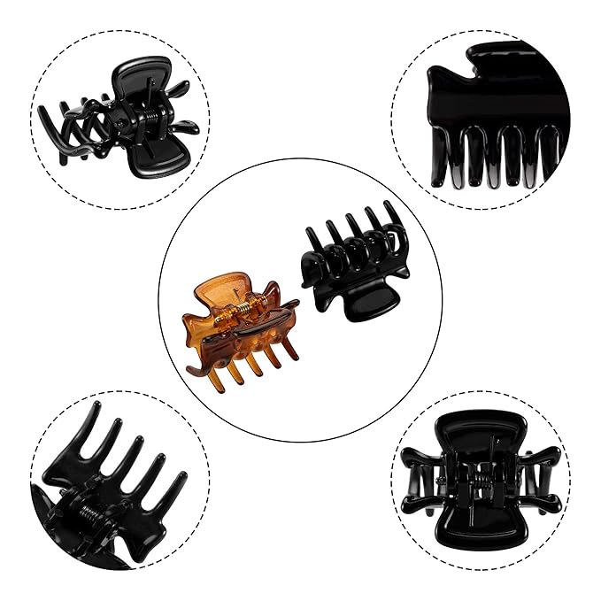 YOHAMA 12 pcs Small Hair Claw Clips 1 inch Durable Mini Jaw Clip Claw for Kids and Adult Multifunction Non-slip Hair Clips Black and Brown Colors Fixed Bangs Decoration Hairstyle.