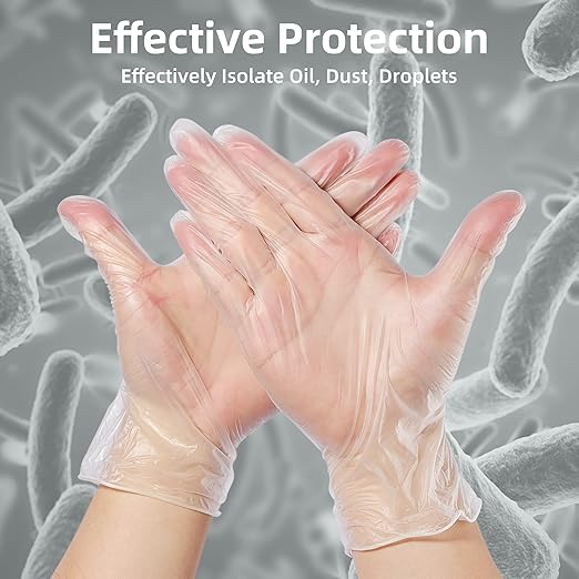 Disposable Medical Clear Vinyl Exam Gloves Industrial Gloves - Latex-Free & Powder-Free 100PCS - XLarge