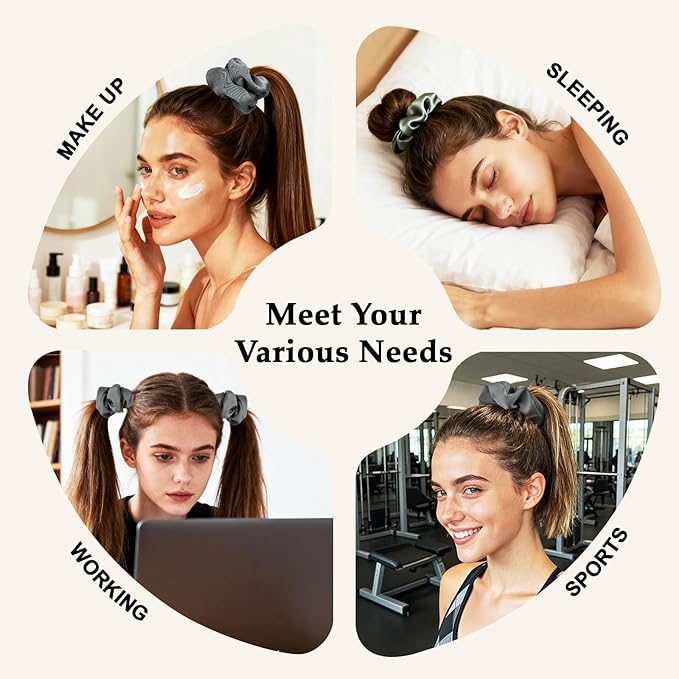 Satin Scrunchies for Women – 8PCS Green Silk Hair Ties – No Crease, Frizz-Free, Gentle Elastic Hair Bands for Thick & Thin Hair, Soft & Stylish Hair Accessories Gifts