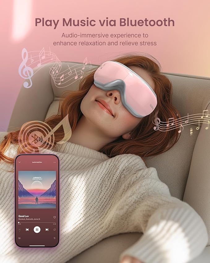 RENPHO Eyeris 1 Eye Massager with Heat, Birthday Christmas Gifts for Women Men Her, Heated Sleep Mask, Eye Care, Headache Massager for Migraines with Bluetooth Music