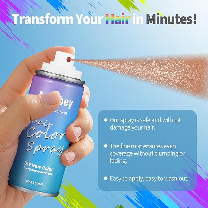 Halloween Hair Spray,Temporary Hair Color Spray for Women Kids Men,Washable Hairspray,Colored Hair Spray,Color Hairspray for Halloween,Party,Cosplay,Christmas Day (03#Orange)