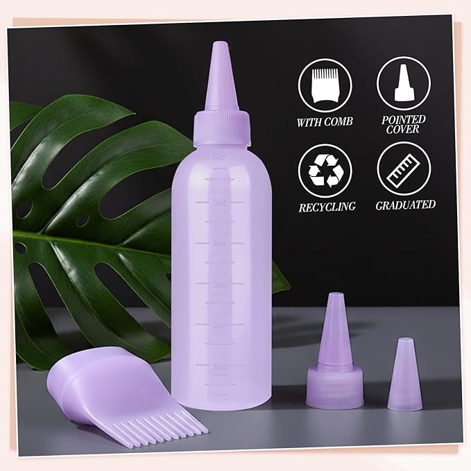 Pimoys Hair Oil Applicator Bottles Dye Brush for Women Scalp, Hair Color Products Things with Root Comb Hair Dye Tools, Purple