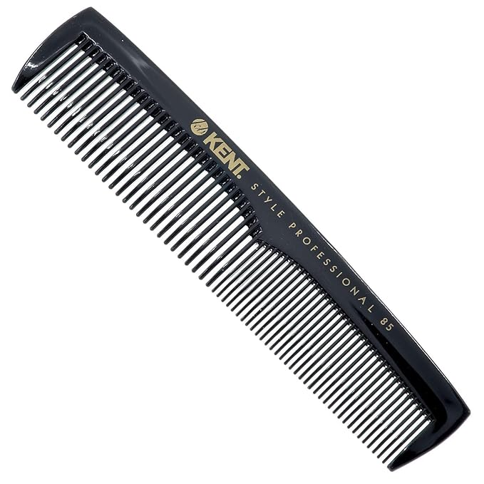 Kent SPC85 5 inch Salon-Style Dressing Cutting Comb with Wide and Fine Teeth Professional Barber Haircut Comb for Styling and Teasing, Hard Rubber, Anti-static, Unbreakable & Heat Resistant
