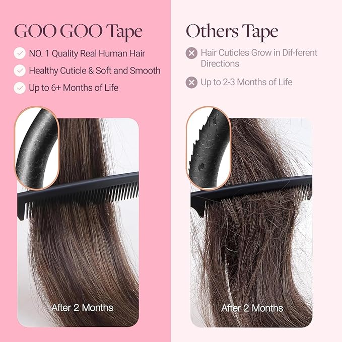 GOO GOO Invisi Edge Wide Tape in Hair Extensions,4A Chocolate Brown,4pcs 18inch 20g, Remy Human Hair,Seamless Injected Tape, Natural Look