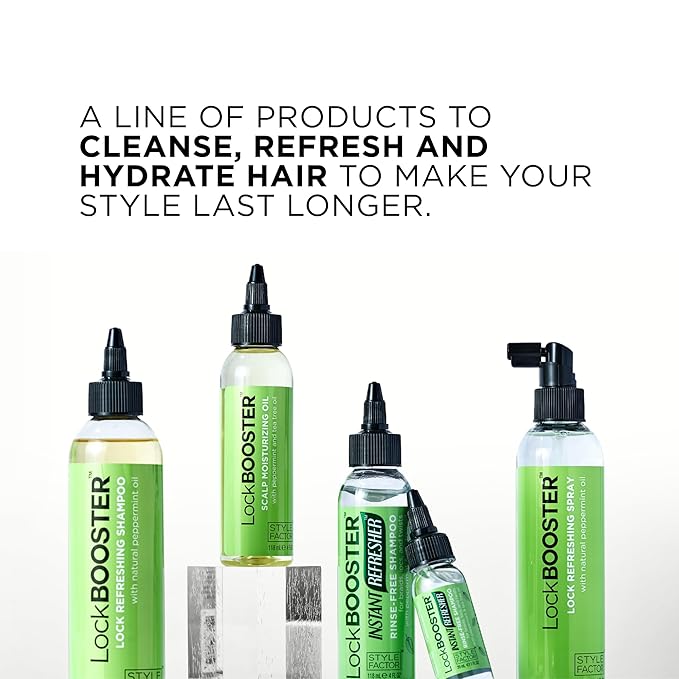 Style Factor LockBOOSTER Lock Refreshing Spray – Hydrating & Cooling Mist for Braids, Locs & Twists – Alcohol-Free Formula with Peppermint –Refresh Hair & Scalp 8 oz