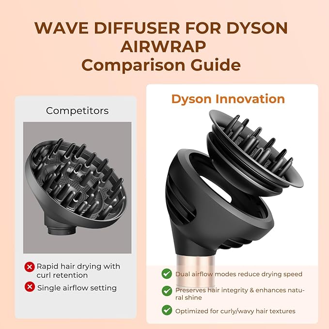 Large Round Volumizing Brush Attachment for Dyson Airwrap Stylers (HS01/HS05) - XL Oval Copper Hair Brush for Bouncy Blowout, Root Lift & Salon Curls (Upgraded Diffuser)