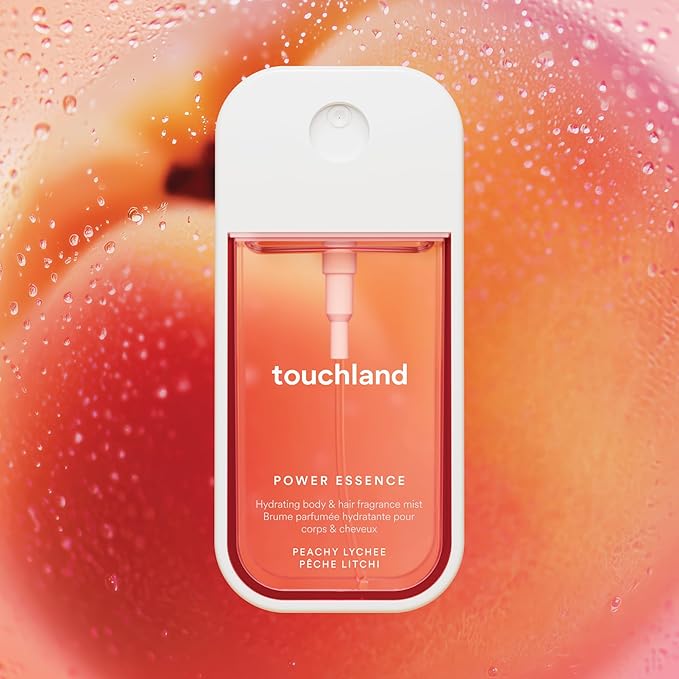 Touchland Hydrating Body & Hair Fragrance Mist, Peachy Lychee, 2 FL. OZ. Travel Size Body Spray