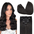 DOORES Hair Extensions Clip in Human Hair, 80g 5pcs Natural Black 20 Inch Clip in Human Hair Extensions Natural Hair Extensions Straight