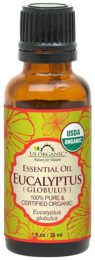 US Organic 100% Pure Eucalyptus Essential Oil (Globulus) - USDA Certified Organic, Steam Distilled - W/Euro droppers (More Size Variations Available) (30 ml / 1 fl oz)