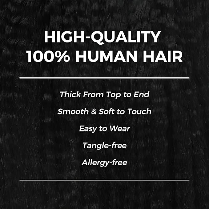 Lashey Seamless Clip in Hair Extensions Human Hair #1 Jet Black 22 Inch 110g 7pcs Kinky Straight Human Hair Clip in Hair Extensions with Soft PU Weft