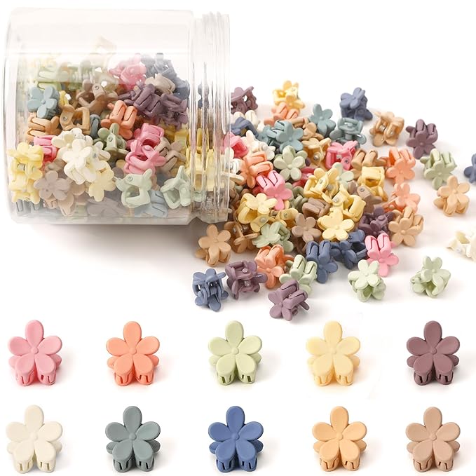 JANYUN 120 Pcs Mini Flower Hair Clips, Colorful Small Hair Claw Clips Cute Tiny Jaw Clips Hair Pins Hair Barrettes Accessories for Women