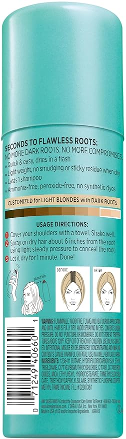 L'Oreal Paris Magic Root Cover Up Spray For Blondes with Dark Roots, Color Concealer, Ammonia and Peroxide Free, Light Blonde, 2 fl. oz.