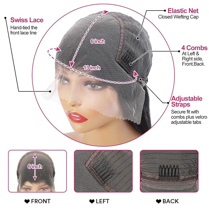 32 Inch 13x6 Deep Wave Lace Front Wigs Human Hair 200% Density HD Lace Front Wigs Human Hair Pre Plucked Natural Color Glueless Wig 100% Virgin Lace Front Wigs for Women