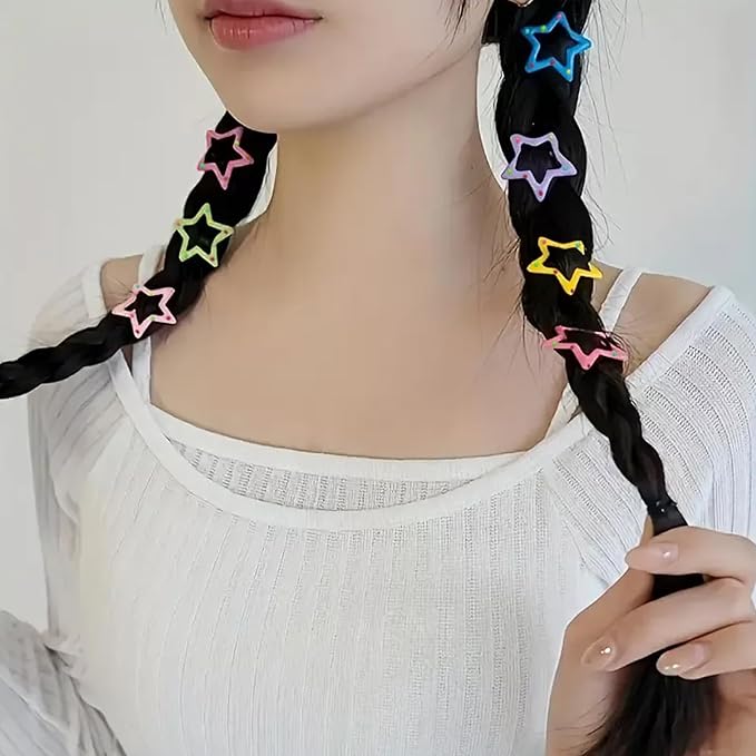 Star Hair Clips Multiple Colors Snap Hair Barrettes Non Slip Star Hair AccessoriesMetal Hair Clips for Girls Women -30 PCS 1.18"