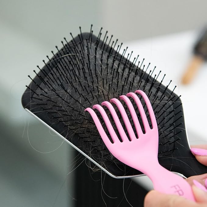 FRAMAR Premium Hair Brush Cleaner Tool – Hairbrush Cleaner Tool, Brush Cleaner Tool for All Types, Comb Cleaner – 2 in 1 Design Removes Hair & Build up Instantly – Pink