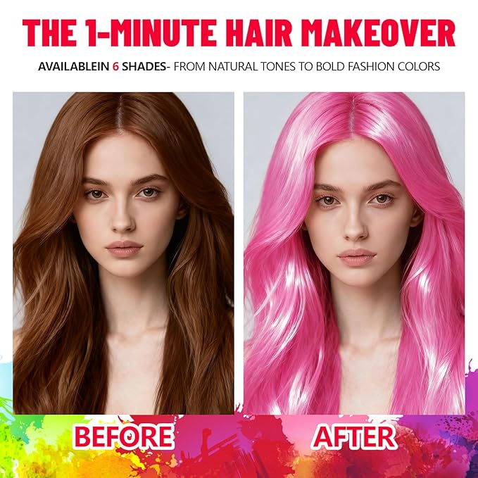 Pink Temporary Hair Color Spray - Washable & Natural One-Time Use Hair Wax for Women & Kids & Adults - Strong Hold for Halloween, Cosplay, Party, Washes Out Easily