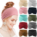 12 Pcs Stretchy Sport Headbands for Women,Absorbed Sport Headband Soft Twist Knotted Headbands for Yoga, Workout Daily Life