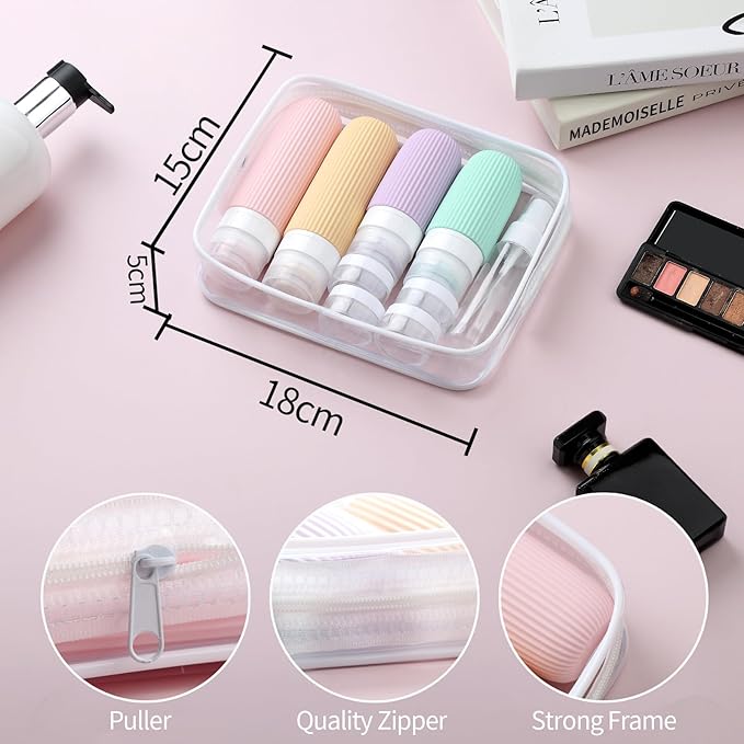 16 Pack Travel Bottles Set, TSA Approved Leak Proof Silicone Squeezable Containers for Toiletries, Refillable Travel Accessories for Conditioner, Shampoo, Lotion & Body Wash Accessories