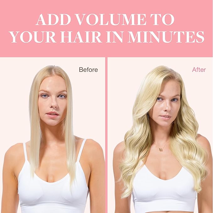 GOO GOO Clip in Hair Extensions Real Human Hair, Remy Human Hair Extensions Clip ins for Women, Natural Human Hair, 18inch 120g 7Pcs, #R7/60F
