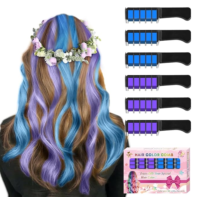 Hair Chalk for Girls-New Hair Chalk Comb Temporary Bright Washable Hair Color Dye for Kids,Washable Hair Chalk for Girls Age 4 5 6 7 8 9 10 New Year Birthday Cosplay DIY, Halloween, Christmas