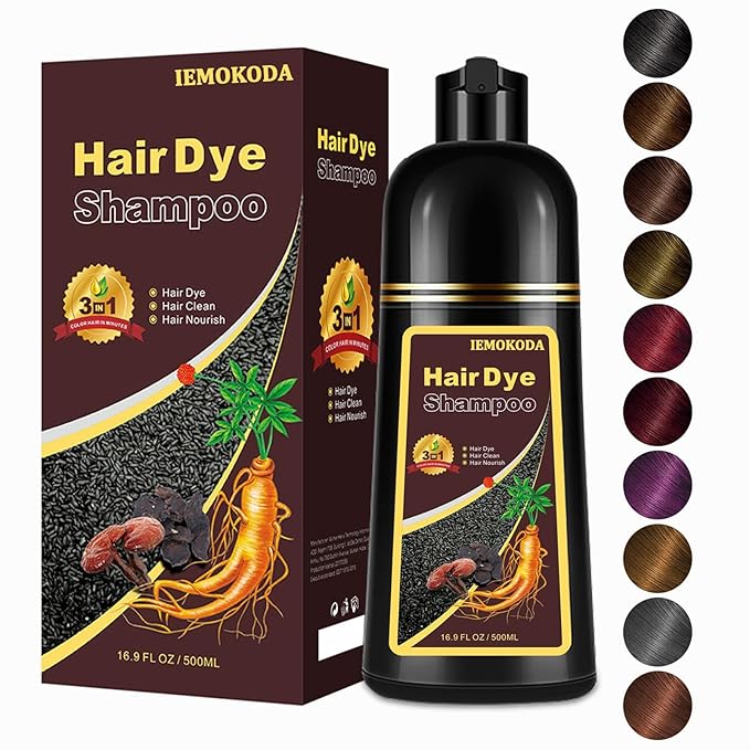 Black Long-Lasting & Natural Hair Color Shampoo - 3 in 1 for Gray Coverage, Instant Effect in Minutes for Men & Women, 16.9 Fl Oz