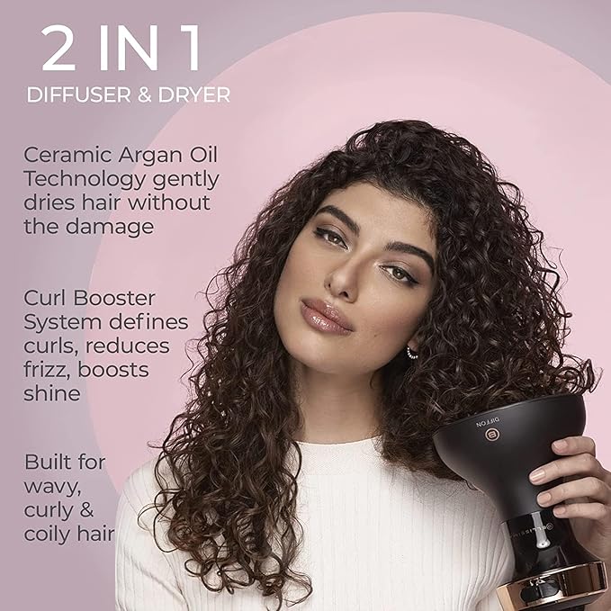Bellissima Diffon Hair Diffuser and Ceramic Curly Hair Dryer - DF1 5000 - Lightweight and Compact
