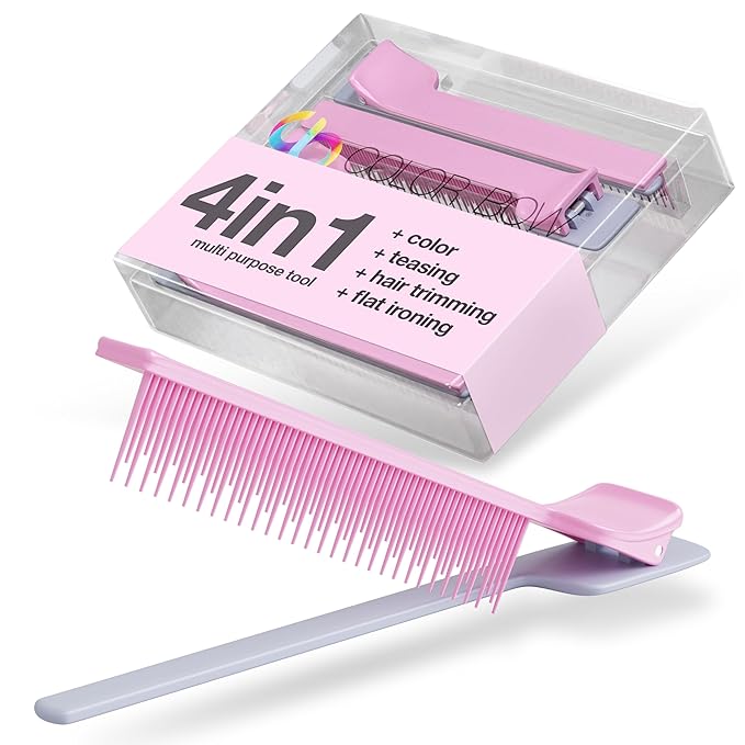 ColorBow Teasing Clip Comb (5 Pack), Coloring Styling Tools - Hairstylist Must Haves for Highlights balayage board Companion Ombré Trimming & Cutting - Flat Iron Comb Attachment Clip on
