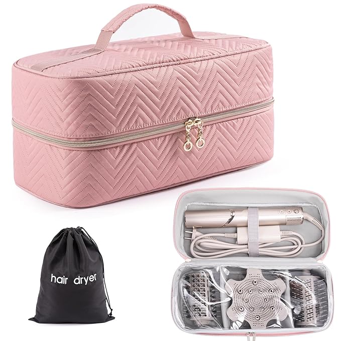 Hair Tools Travel Case with Black Hair Dryer Bag, Large Hair Tools Travel Carrying Case for Shark FlexStyle/SmoothStyle - Hair Air Wrap Dryer Storage Case Flat Curling Iron Travel Organizer