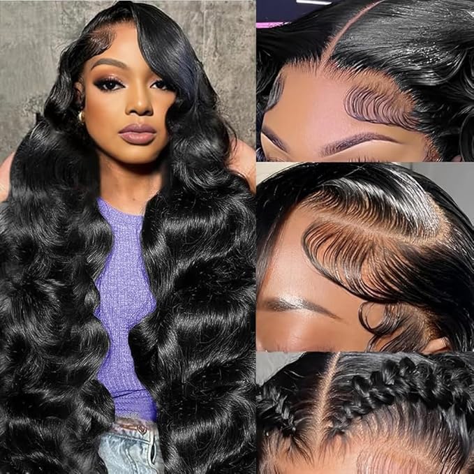 AMIRTY 250 Density 13x6 Lace Front Wigs Human Hair Pre Plucked Real Virgin Human Hair Wig Invisilbe Hairline Tiny Knots Body Wave HD Lace Frontal Wigs 3X Longer Lifespan 28 Inch